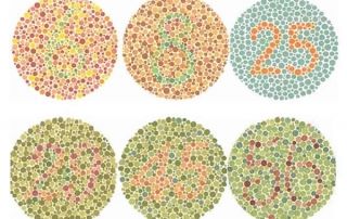 Test de daltonismo: cartas de Ishihara.